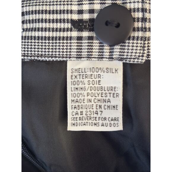 Vintage VTG Talbots Pure Silk Black Plaid Check Pencil Skirt Womens 4 Office - Picture 6 of 8